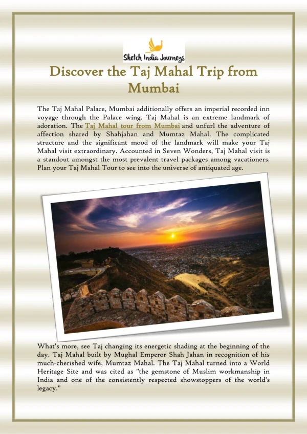 Discover the Taj Mahal Trip from Mumbai