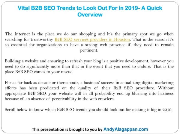 Vital B2B SEO Trends to Look Out For in 2019- A Quick Overview