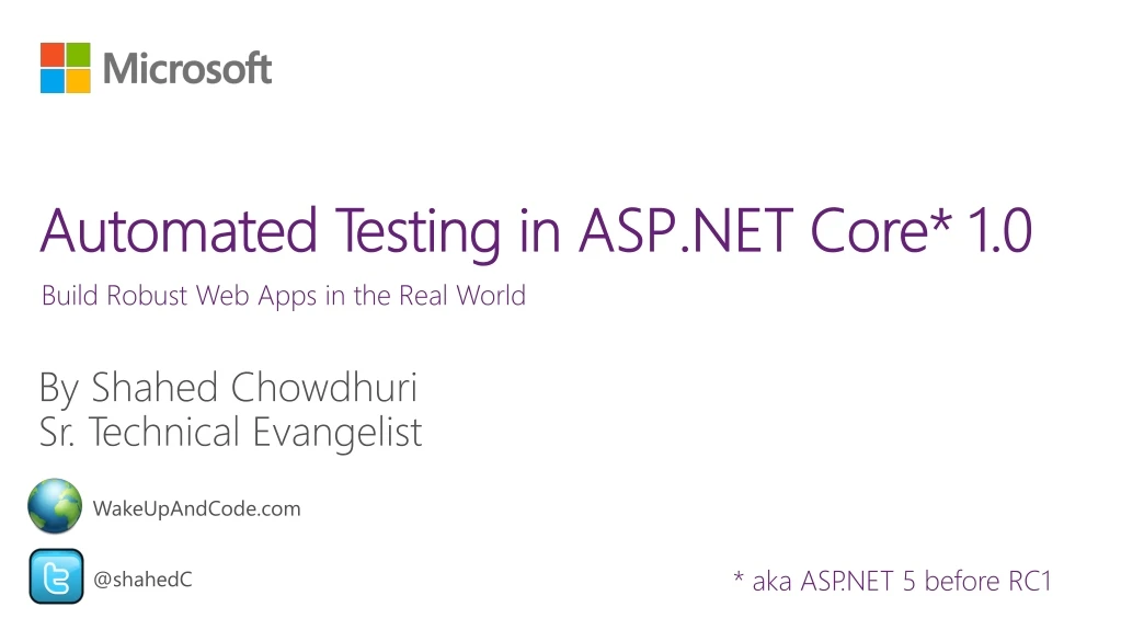 automated testing in asp net core 1 0