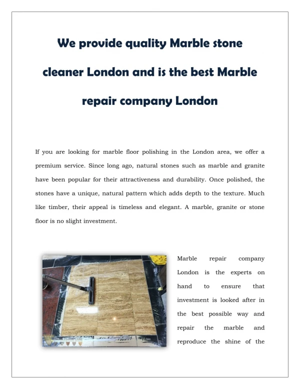 Marble repair company London
