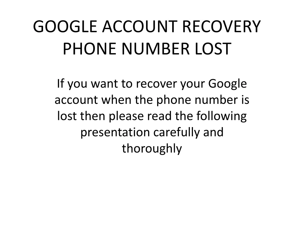 google account recovery phone number lost
