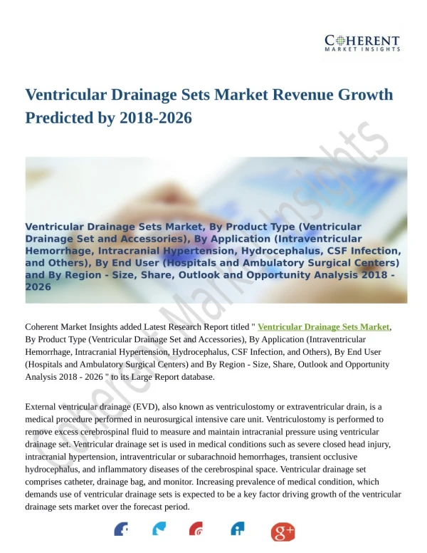 Ventricular Drainage Sets Market Poised to Take Off by 2026