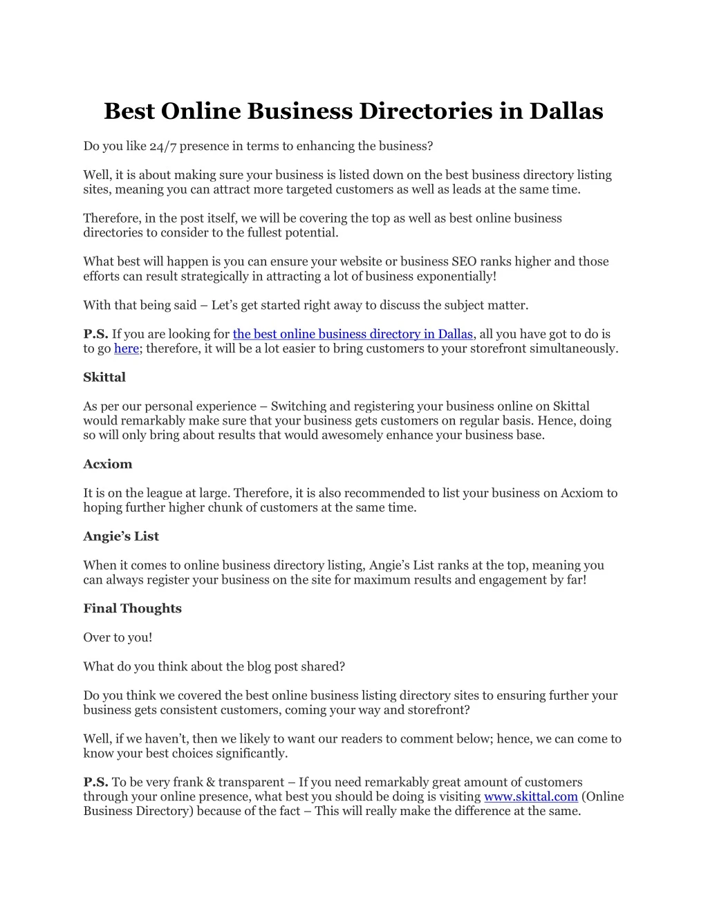 best online business directories in dallas