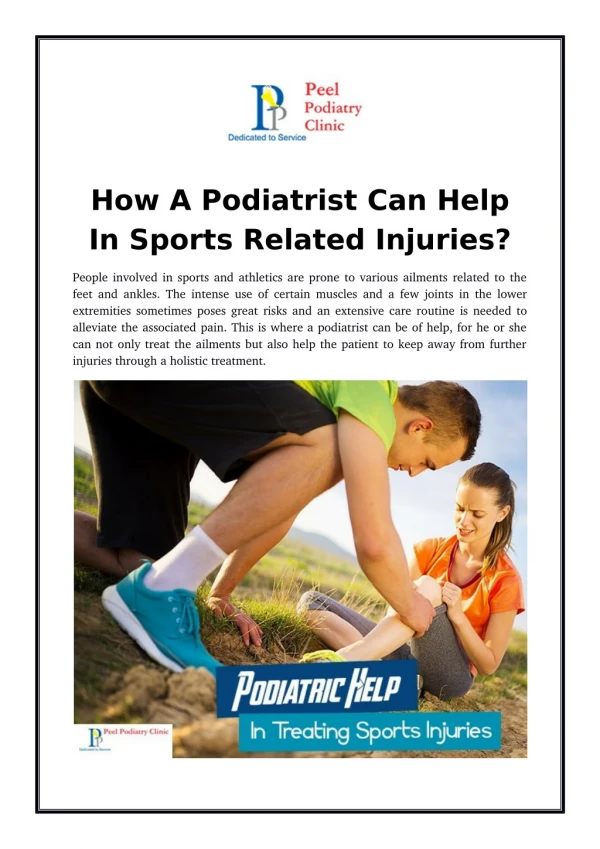 How A Podiatrist Can Help In Sports Related Injuries?