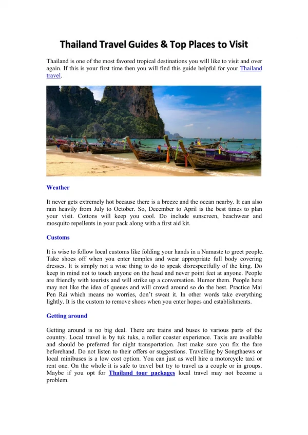 Thailand Travel Guides & Top Places to Visit