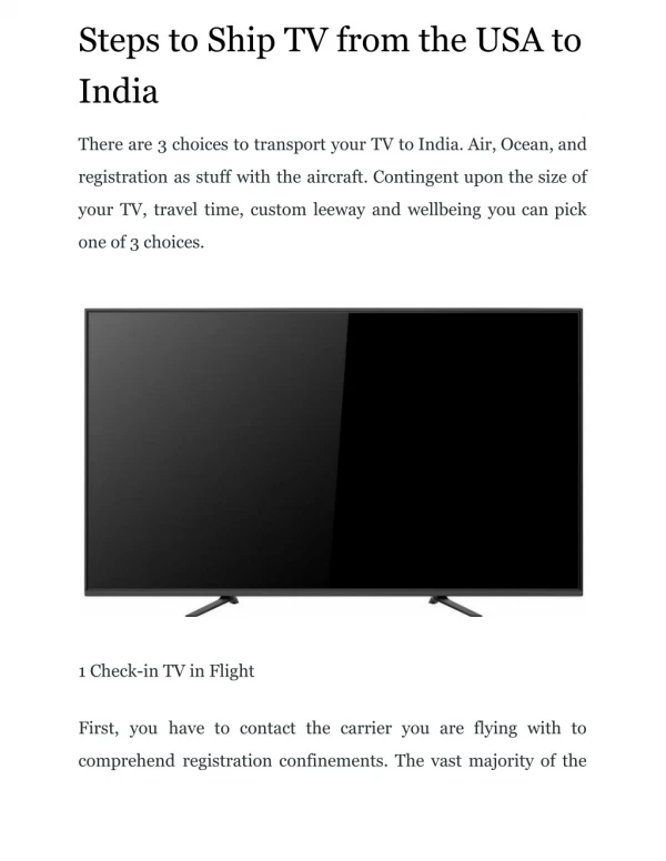 Steps to Ship TV from the USA to India