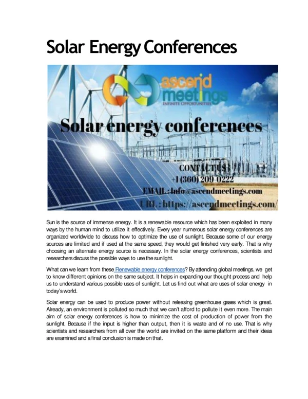 Solar Energy Conferences
