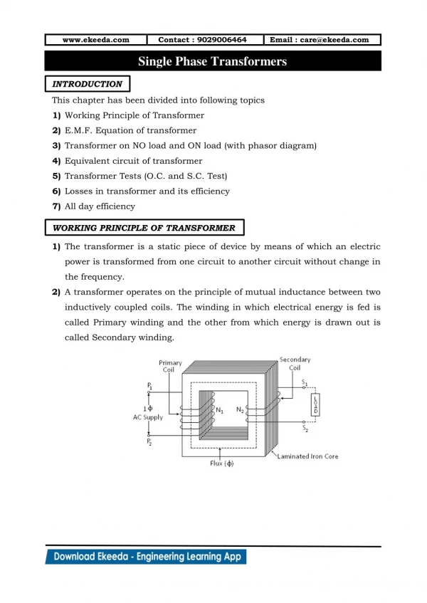 Single Phase Transformers