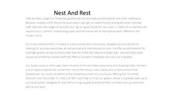 Nest and Rest Lodge