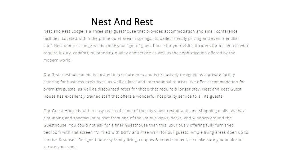 nest and rest