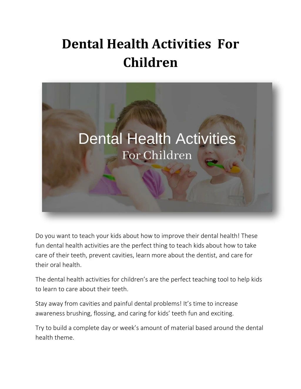 dental health activities for children