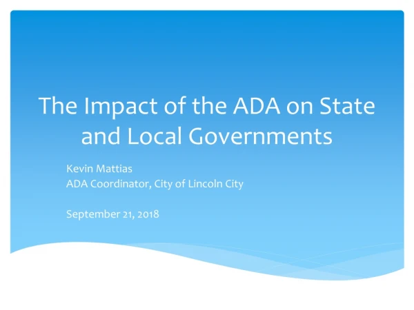 The Impact of the ADA on State and Local Governments
