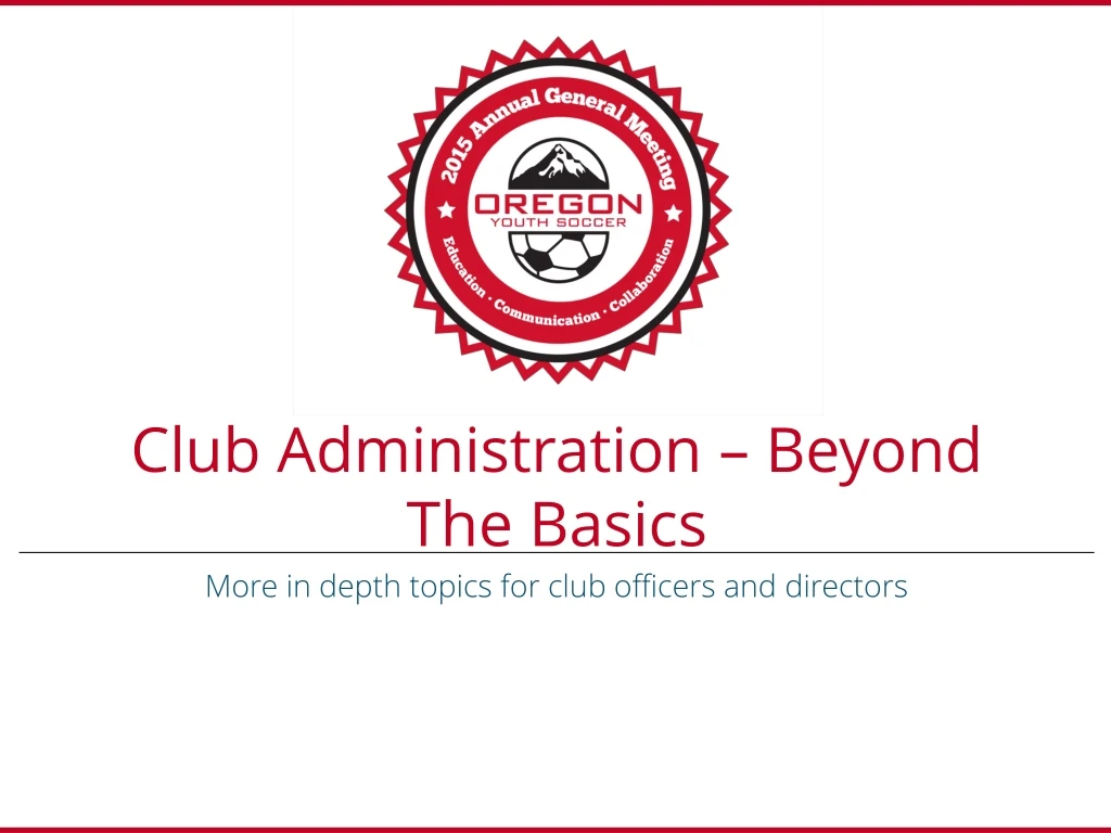 club administration beyond the basics