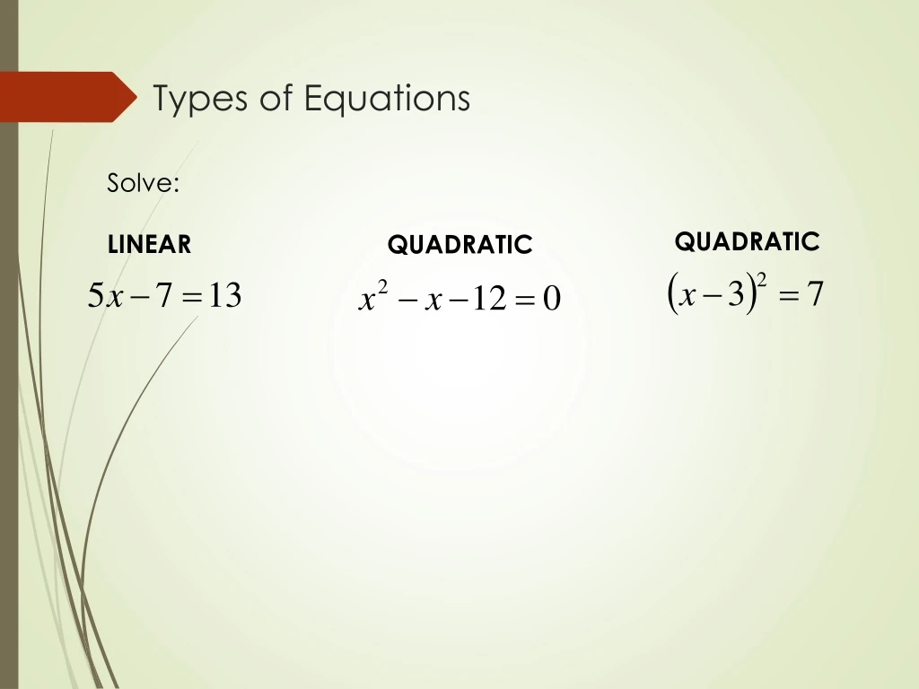 types of equations