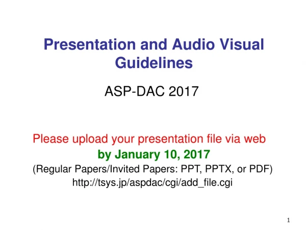 Presentation and Audio Visual Guidelines