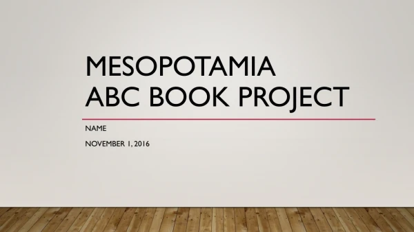 Mesopotamia AbC Book project