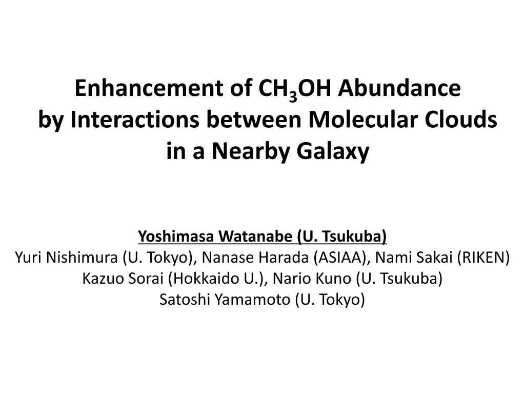 enhancement of ch 3 oh abundance by interactions between molecular clouds in a nearby galaxy