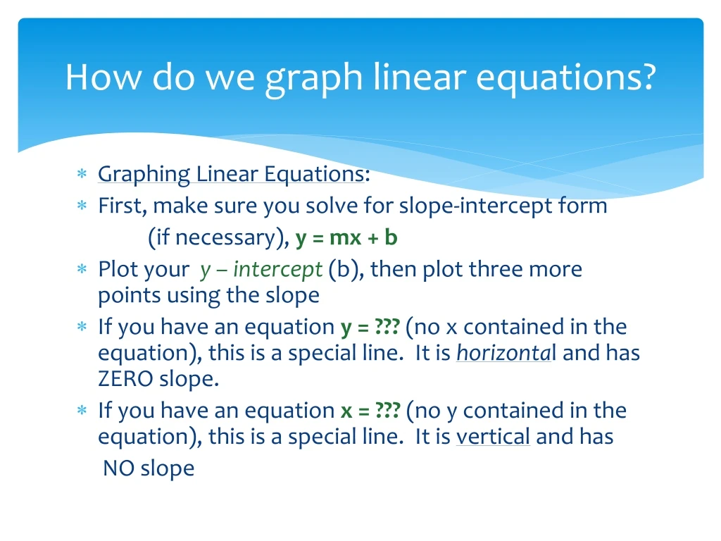 how do we graph linear equations