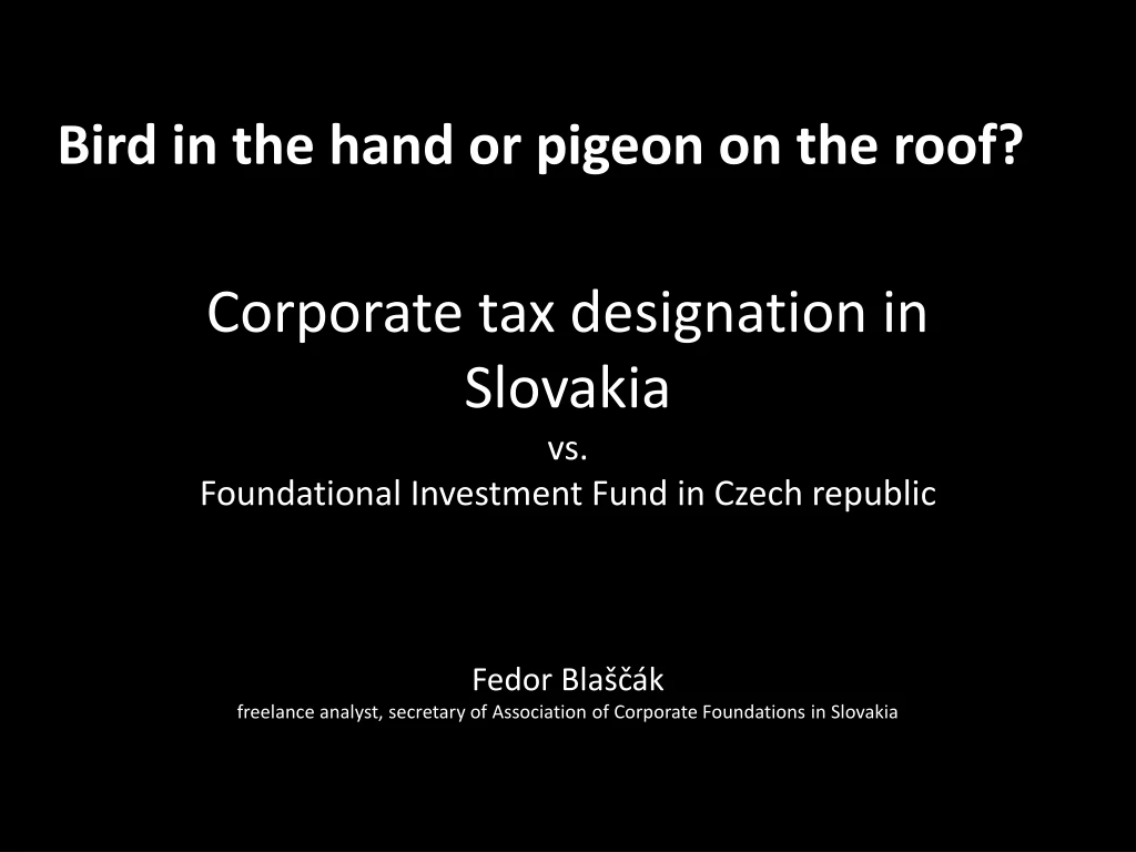 corporate tax designation in slovakia vs foundational investment fund in czech republic