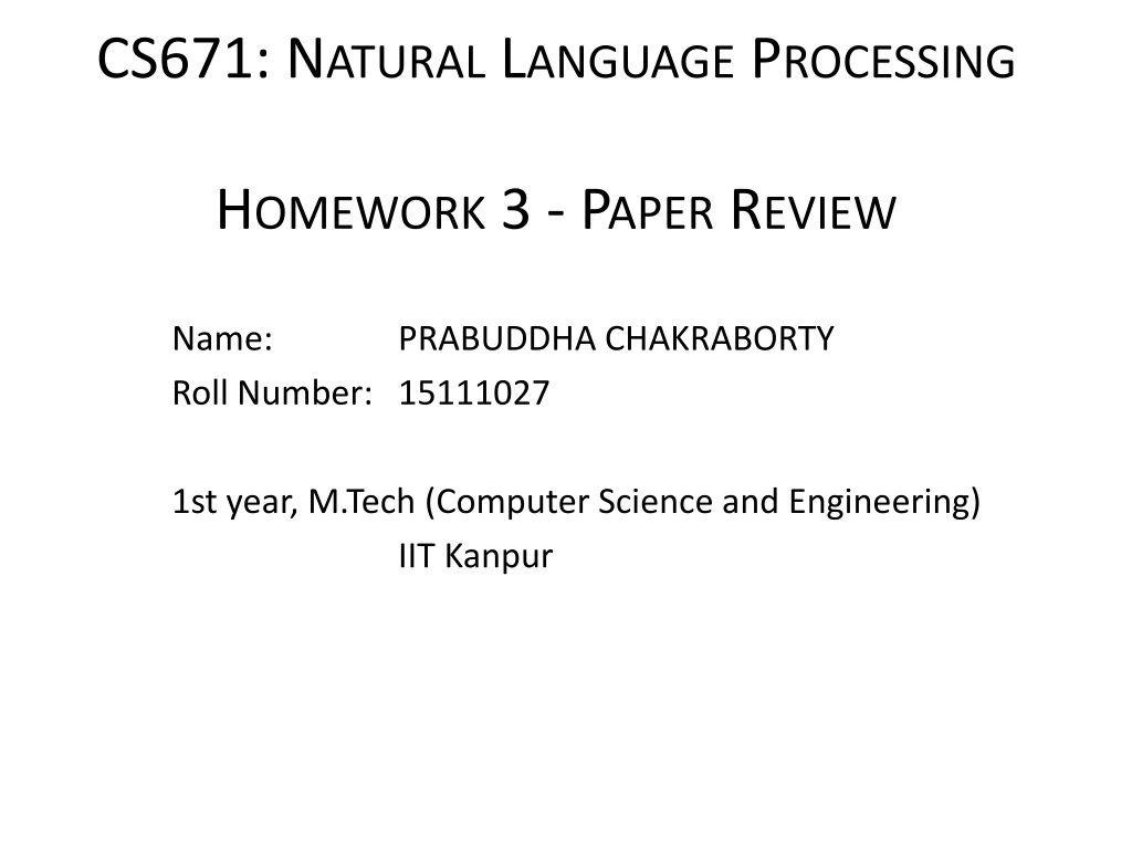 cs671 natural language processing homework 3 paper review