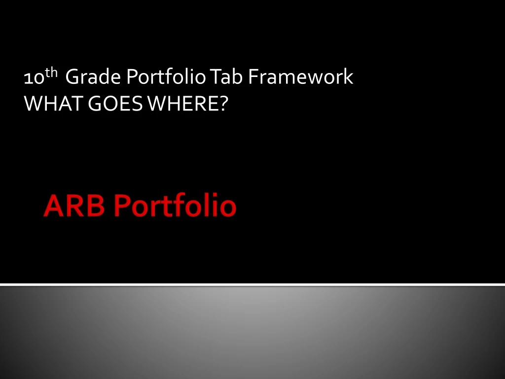 10 th grade portfolio tab framework what goes where