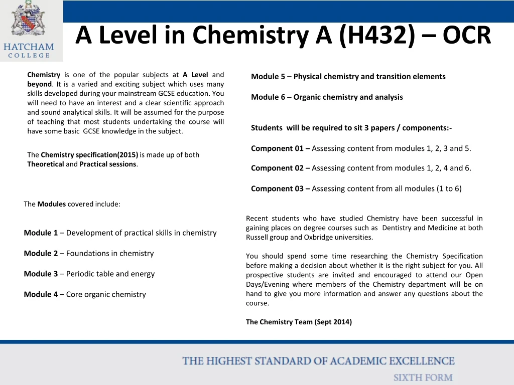 a level in chemistry a h432 ocr