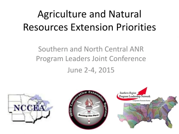 Agriculture and Natural Resources Extension Priorities