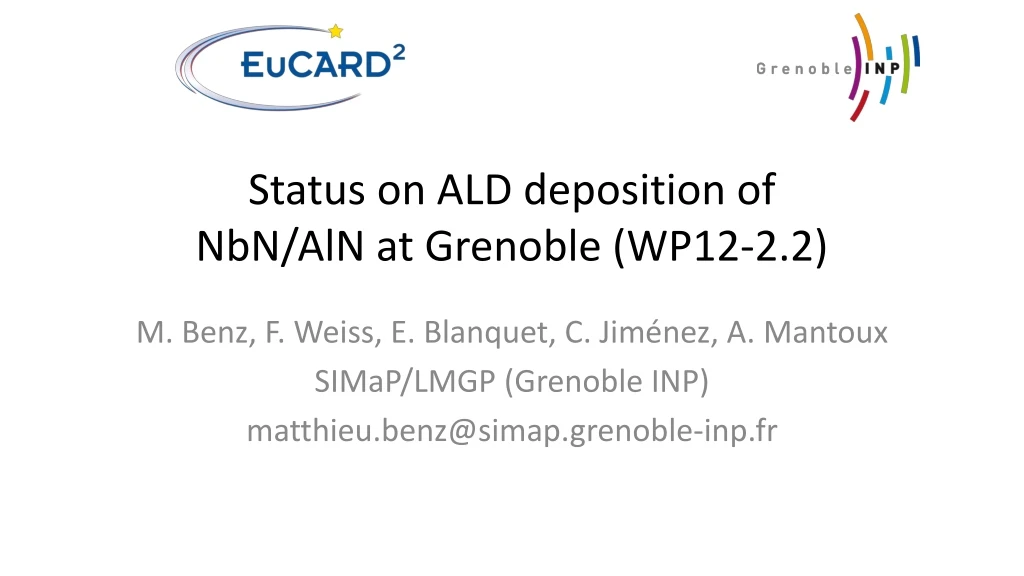 status on ald deposition of nbn aln at grenoble wp12 2 2