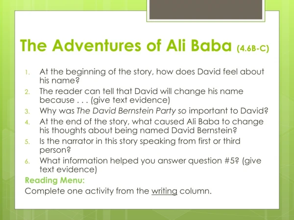 The Adventures of Ali Baba (4.6B-C)