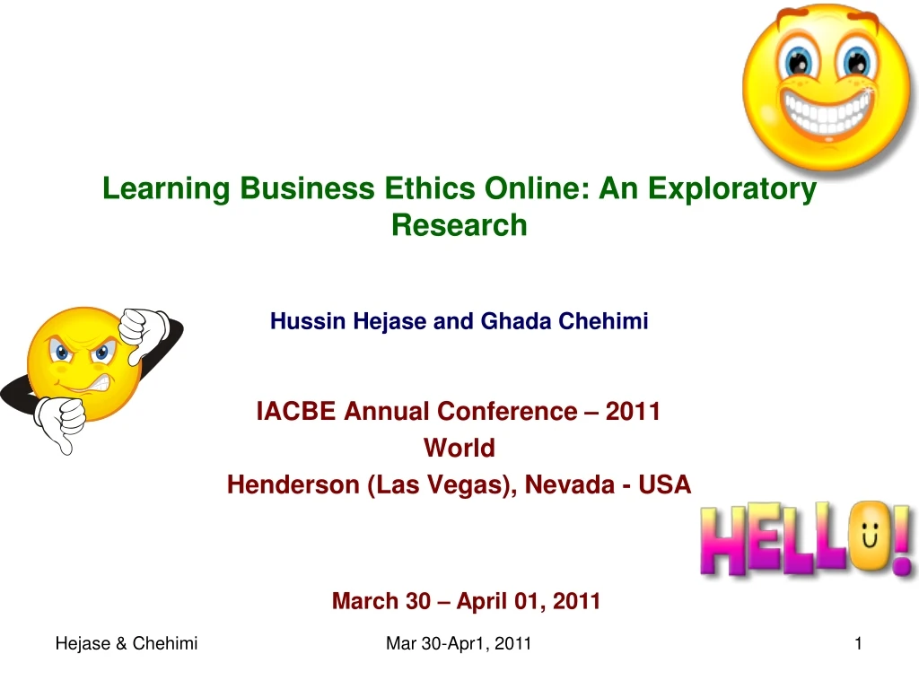 learning business ethics online an exploratory research hussin hejase and ghada chehimi