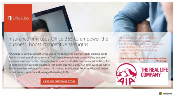 Insurance firm uses Office 365 to empower the business, boost competitive strengths