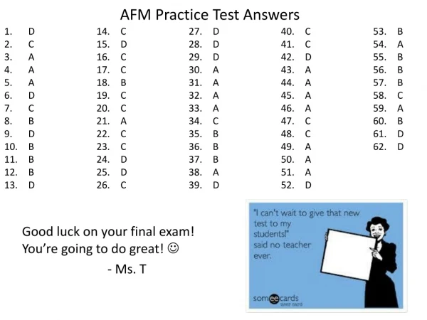 AFM Practice Test Answers