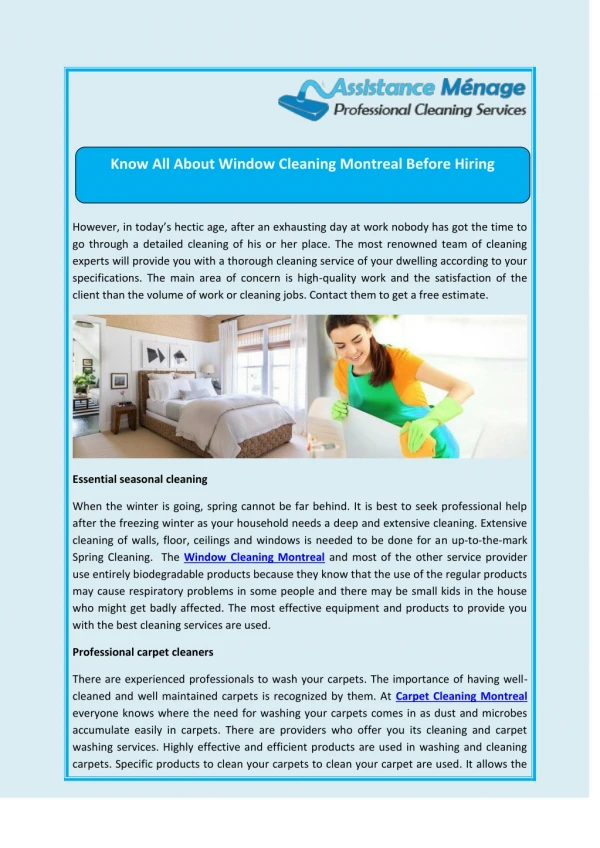 Know All About Window Cleaning Montreal Before Hiring