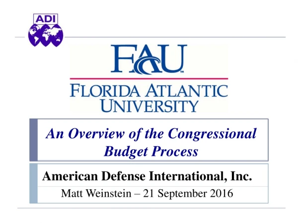 American Defense International, Inc. Matt Weinstein – 21 September 2016