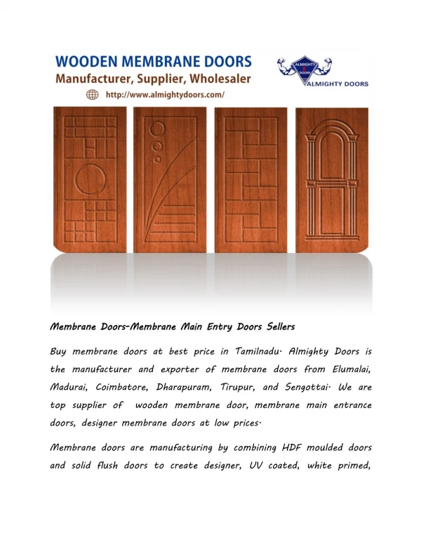 Membrane Doors-Membrane Main Entry Doors Sellers