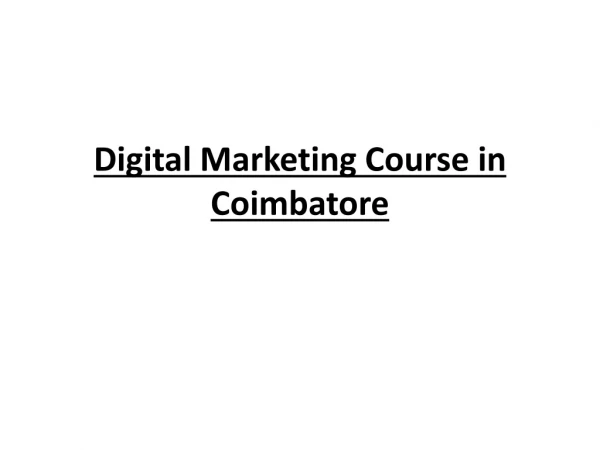 Digital Marketing Course in Coimbatore