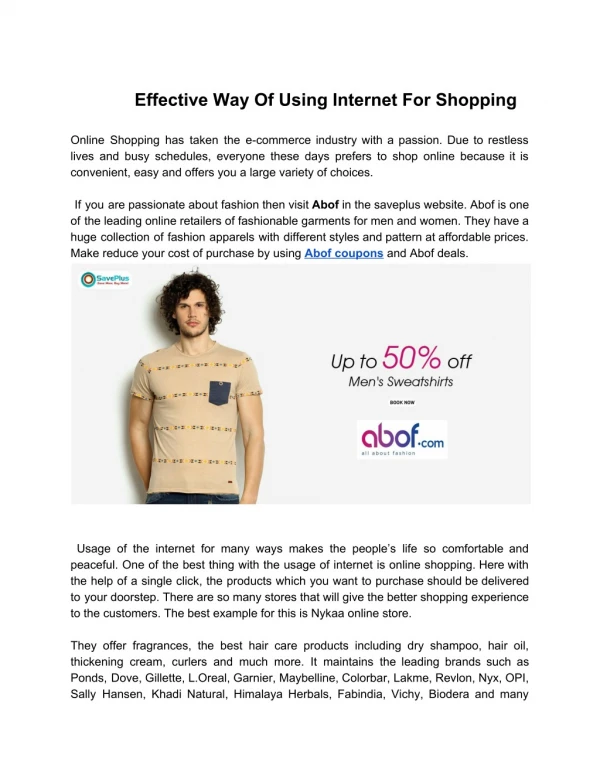 Effective Way Of Using Internet For Shopping