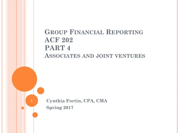 Group Financial Reporting ACF 202 PART 4 Associates and joint ventures