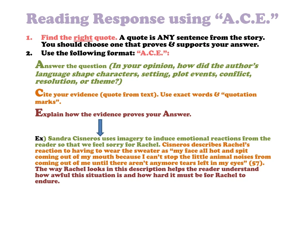 reading response using a c e