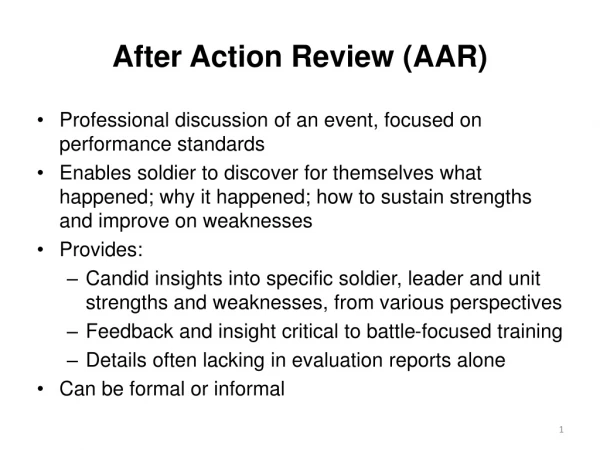 After Action Review (AAR)
