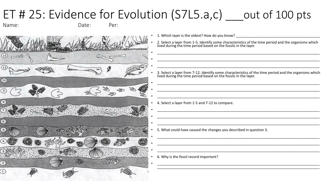 et 25 evidence for evolution s7l5 a c out of 100 pts name date per