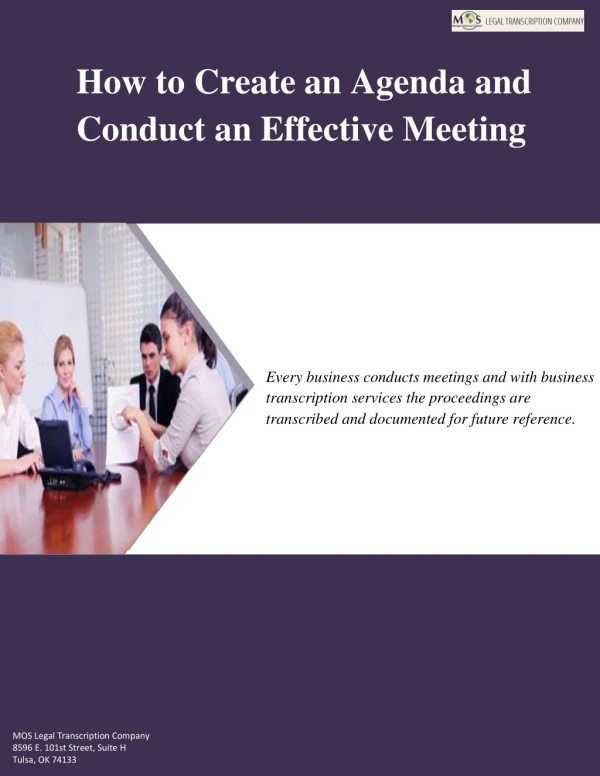 How to Create an Agenda and Conduct an Effective Meeting