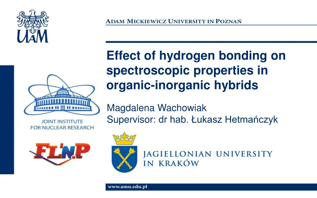 effect of hydrogen bonding on spectroscopic properties in organic inorganic hybrids