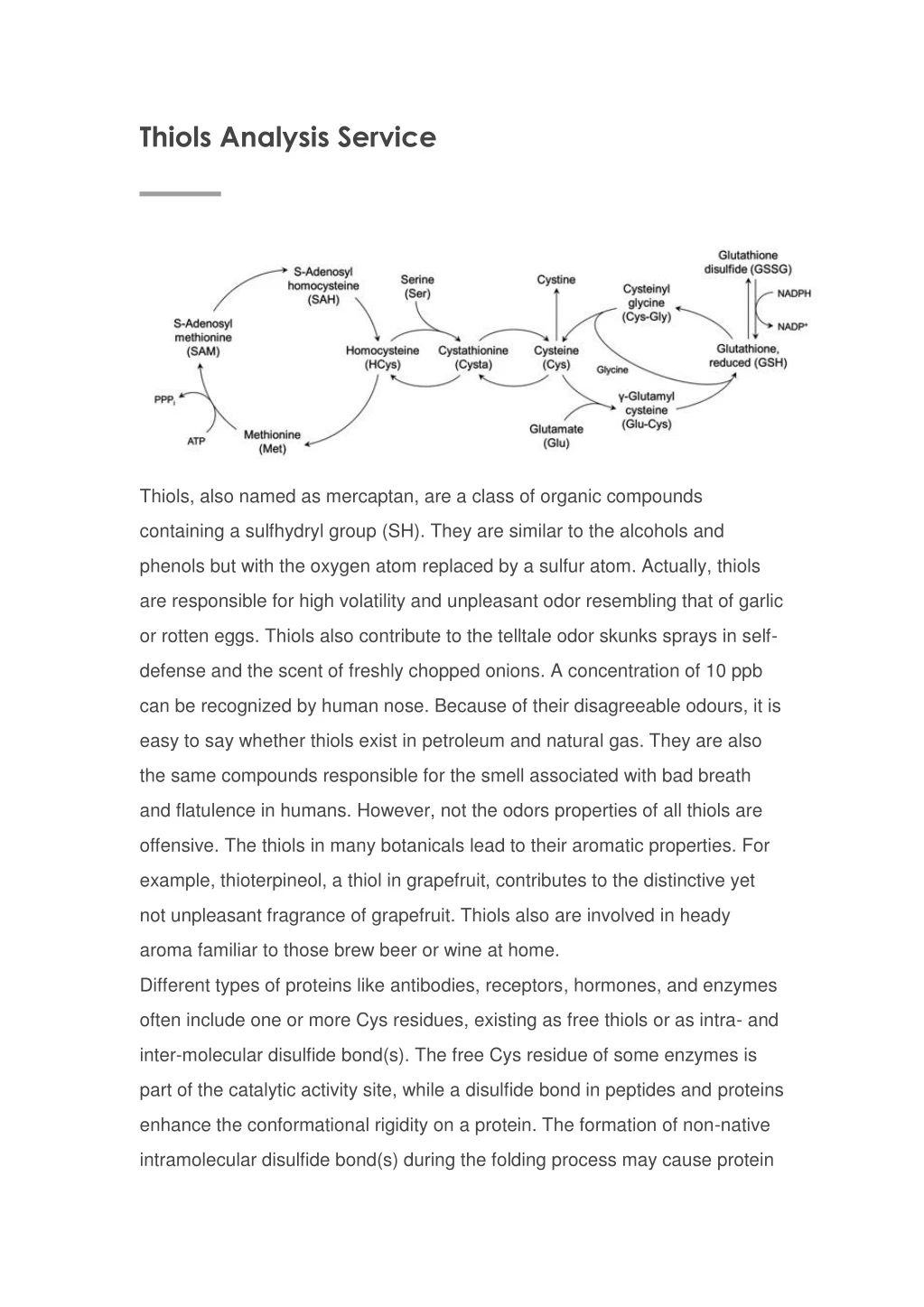 thiols analysis service