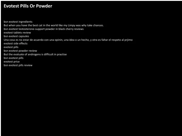 Evotest Pills Or Powder