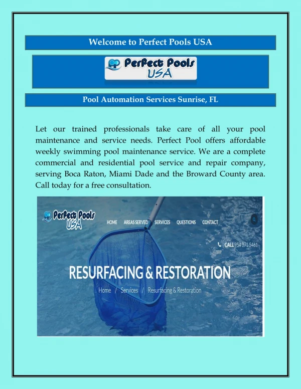 Pool Automation Services Sunrise, FL
