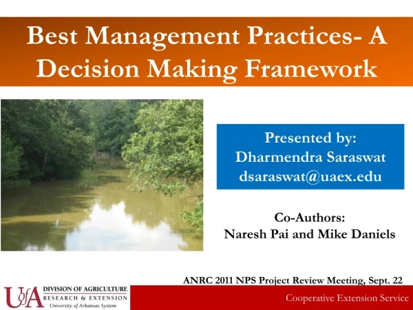 Best Management Practices- A Decision Making Framework