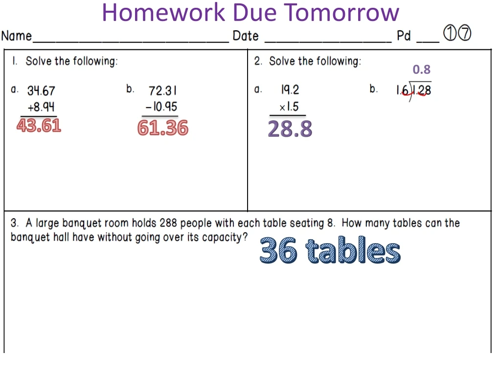 homework is due tomorrow meaning