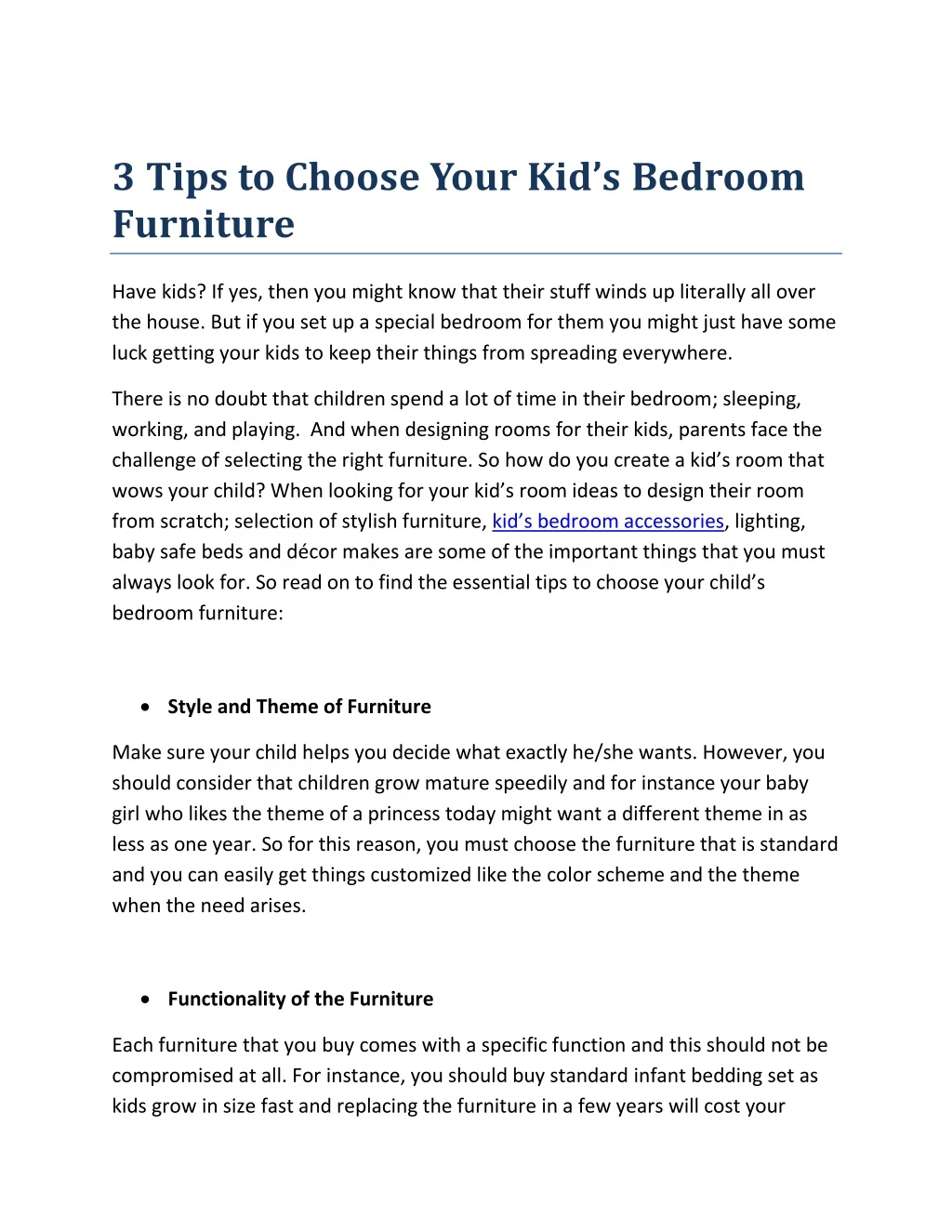 3 tips to choose your kid s bedroom furniture