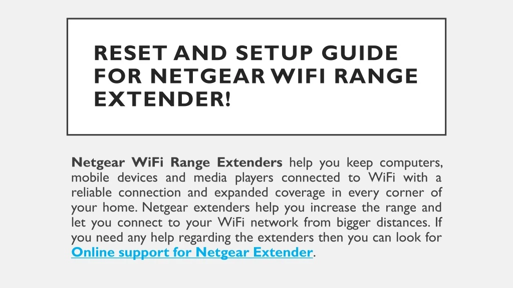 reset and setup guide for netgear wifi range extender